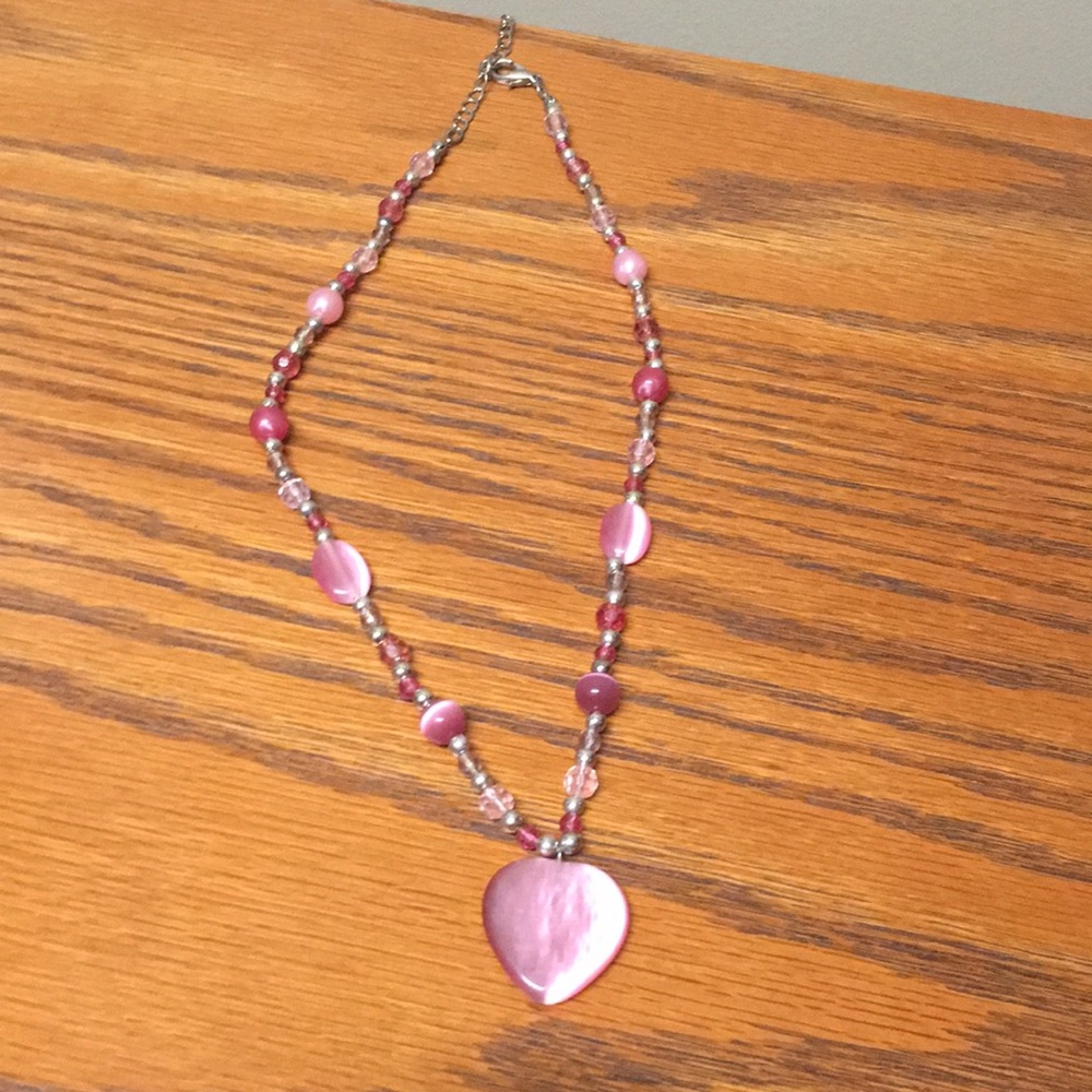 Pink heart necklace